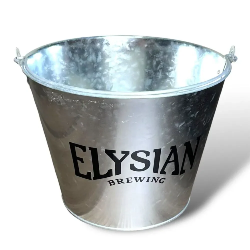 Elysian Brewing Silver Metal Ice Bucket with Handle for Parties &‎ BBQs